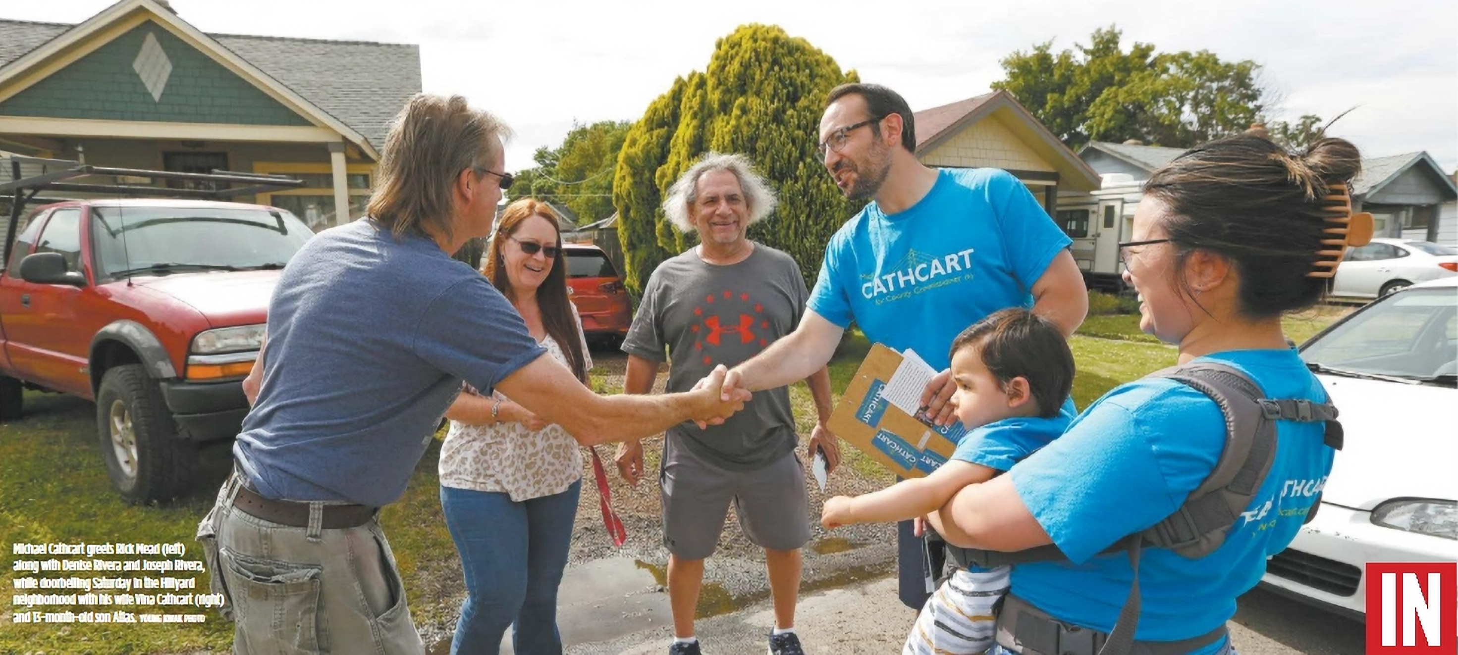 Michael Cathcart with family and community members